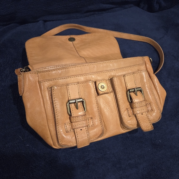Genuine Leather Tan Leather Crossbody Bag - Picture 3 of 9